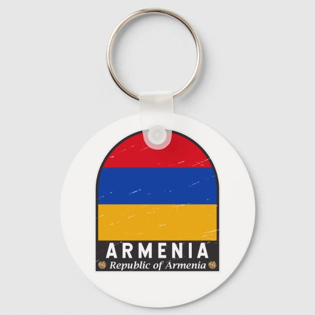 Llavero Armenia Bandera Emblema de mal gusto cosecha (Anverso)