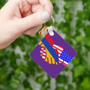 Llavero Armenia USA Flags Keychain