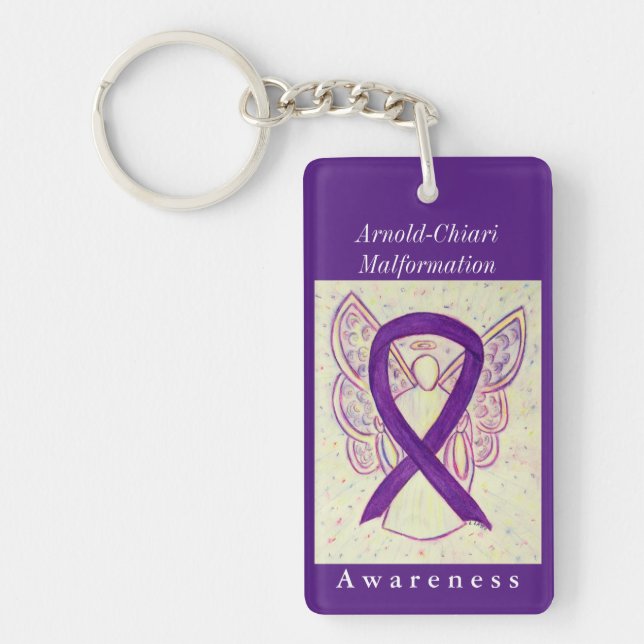 Llavero Arnold-Chiari Malformation Ribbon Angel Keychain (Frente)