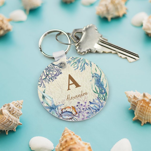 Llavero Arrecife de coral monograma de playa personalizada (Subido por el creador)