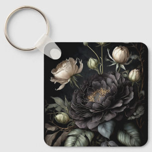 Llavero Arreglo de rosa gótica Flor negra