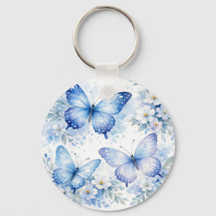 Llavero Arreglo Floral de Mariposa Azul