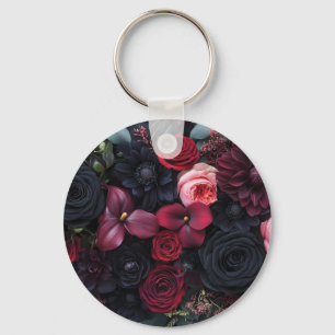 Llavero Arreglo floral oscuro elegante con rosas