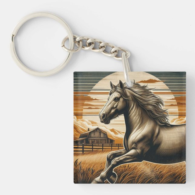 Llavero Arroz/caballo vintage/occidente (Frente)