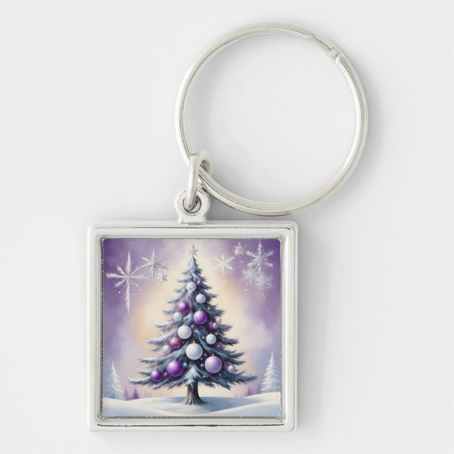 Llavero Art Deco Christmas Purple and Silver Haze  (Frente)