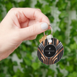 Llavero Art Deco Monogram Circle Name Design