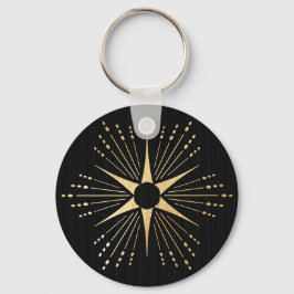 Llavero Art Deco Starburst Black and Gold