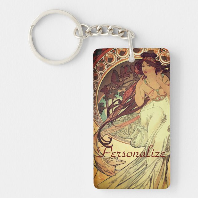Llavero Art Nouveau Alphonse Mucha elegante mujer cosecha (Frente)