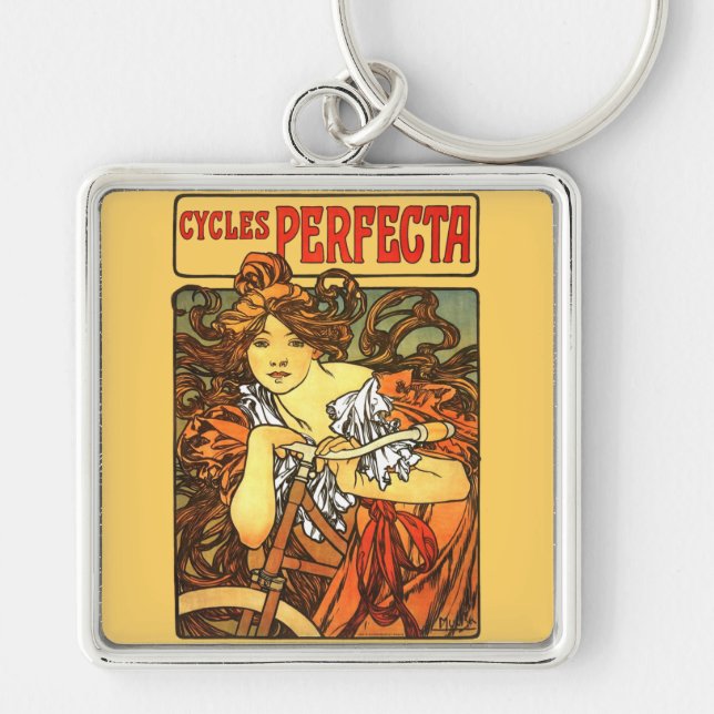Llavero Art Nouveau Bicycle Mucha Art (Frente)