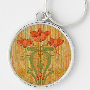 Llavero Art nouveau elegante floral amapolas flores victor