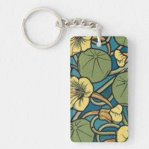 Llavero Art Nouveau Nasturtium Azul Dorado floral Verneuil