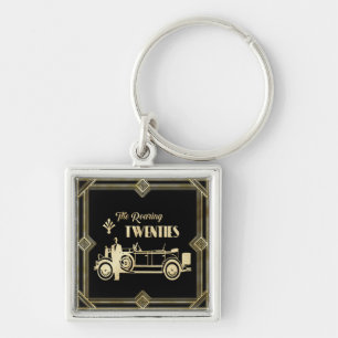 Llavero ArtDeco The Roaring Twenties Black Gold Gatsby Car
