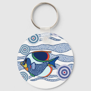 Llavero Arte aborigen Fish-01 del punto