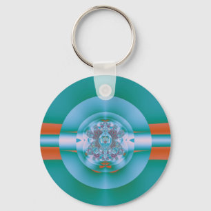 Llavero Arte abstracto acuático coral retro futurista