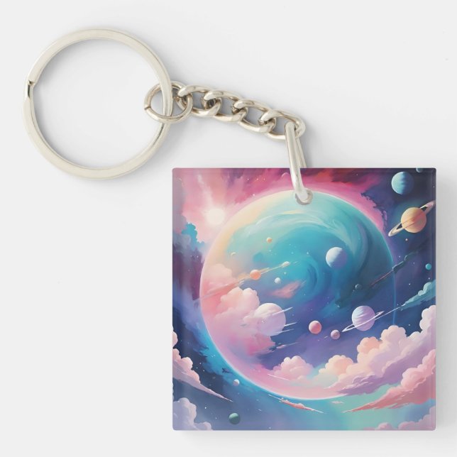 Llavero Arte abstracto con temática espacial (Frente)