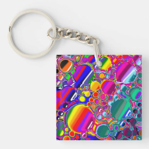 Llavero Arte abstracto de explosión en arco iris