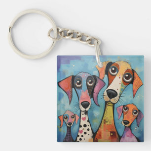 Llavero Arte abstracto de perro colorido estilo cartoon