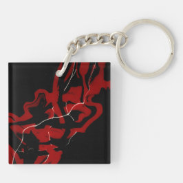 Llavero Arte abstracto de sueños y pesadillas rojo negro f
