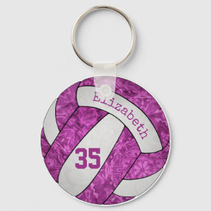 Llavero arte abstracto magenta personalizado rosa voleibol