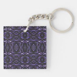 Llavero Arte Acrílico Abstracto Morado Negro Prismático