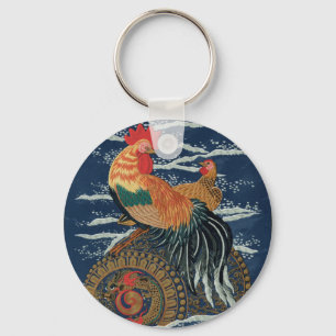 Llavero Arte Antiguo de Gallo Gallina Dragón Japonés