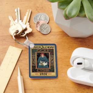 Llavero Arte Antiguo Modernista, Mujer Leyendo Libro de As