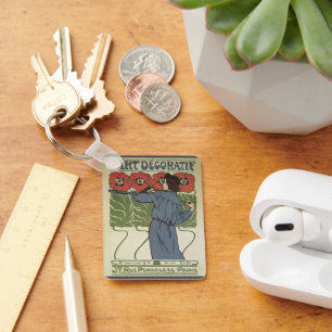 Llavero Arte Antiguo Moderno, Artista Pintando Flores de A