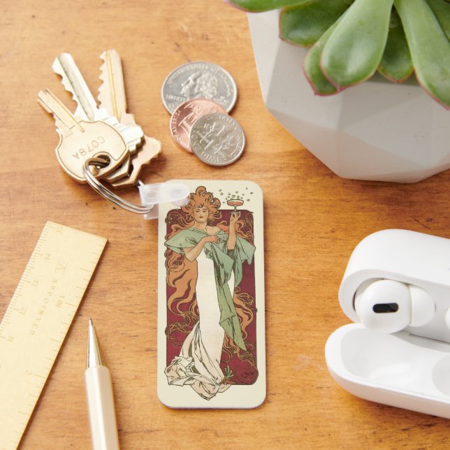 Llavero Arte Antiguo Moderno, Champagne por Alphonse Mucha (Escritorio )