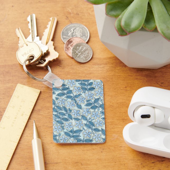 Llavero Arte Antiguo Moderno Flores de Vinca en un Jardín (Escritorio )