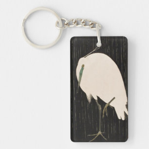 Llavero Arte blanco de la grúa del ukiyo-e japonés clás