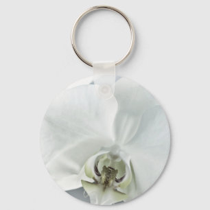 Llavero Arte Botánico de Orquídea Blanca Elegante