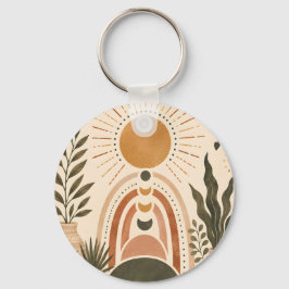 Llavero Arte botánico y sol boho