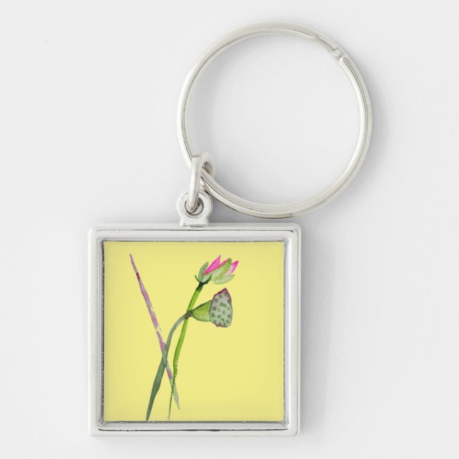 Llavero Arte budista de flores de Lotus Zen rosa (Frente)