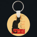 Llavero Arte clásico Steinlen Black Cat<br><div class="desc">Un hermoso gato negro vintage del artista francés Theophile Steinlen,  un poster clásico del cabaret de Chat Noir de Victoria en Montmartre en París,  Francia.</div>