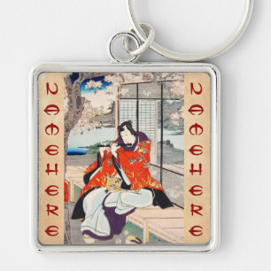 Llavero Arte clásico vintage japonés ukiyo-e de un flautis