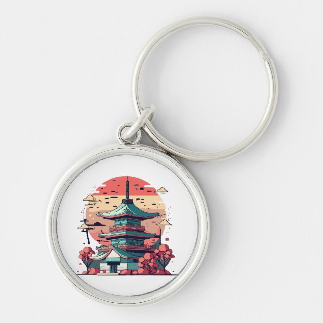 Llavero Arte colorido de edificios de Japón (Frente)