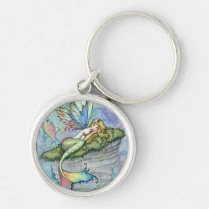 Llavero Arte colorido de la sirena y la pesca de carpa