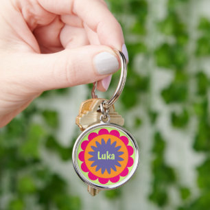 Llavero Arte con patrón botánico retro genial