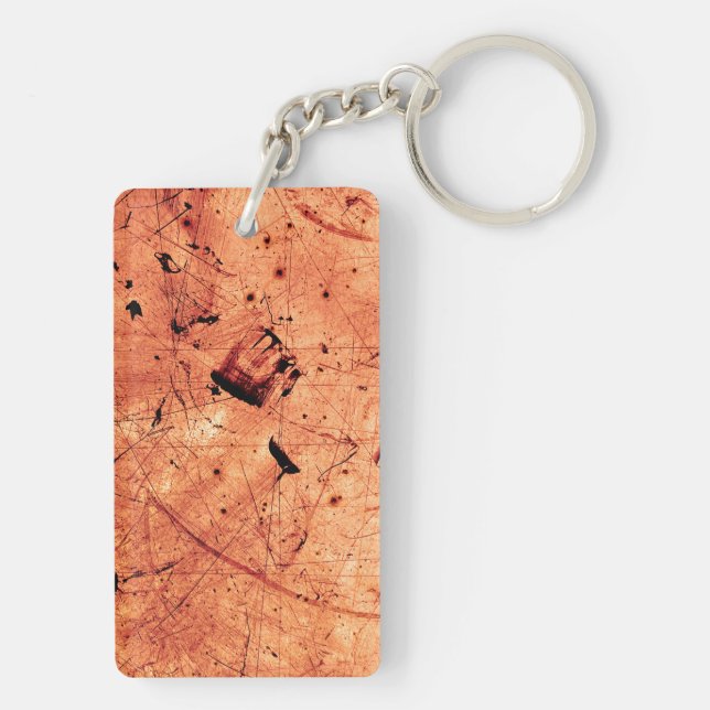 Llavero arte contemporáneo burgués y abstracto del naranja (Atrás)