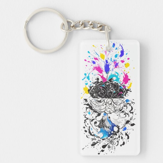Llavero Arte creativo de cerebro izquierdo vs derecho (Frente)