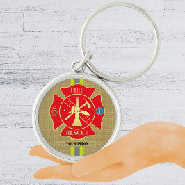 Llavero Arte cruzado maltés para bomberos audaz