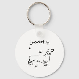 Llavero Arte Dachshund minimalista - Tu texto, tu estilo