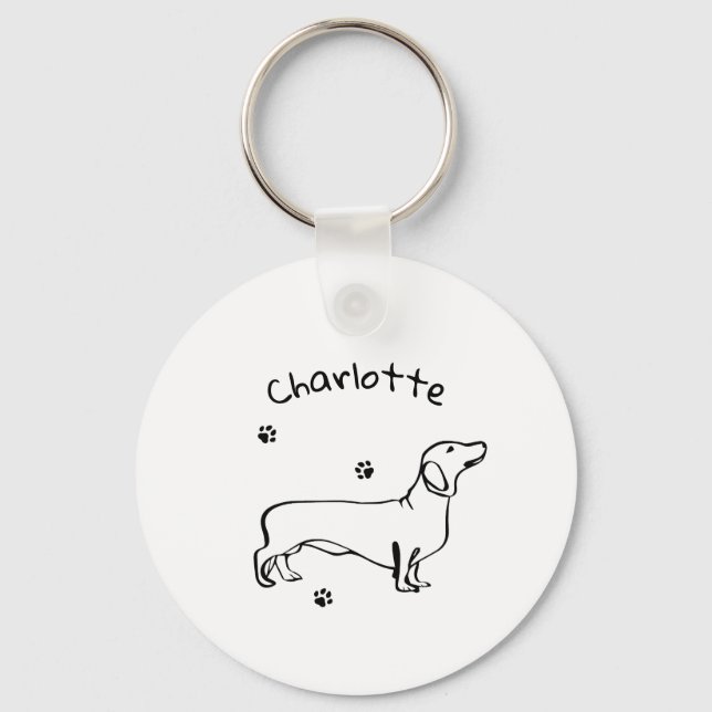 Llavero Arte Dachshund minimalista - Tu texto, tu estilo (Anverso)