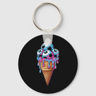 Llavero Arte de Acuarela de Fútbol de Helado para Niños Pe