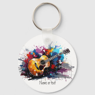 Llavero Arte de Amante de Música de Guitarra Abstracta Art