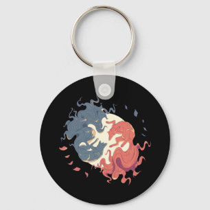 Llavero Arte de animales Yin Yang, lobos espirituales