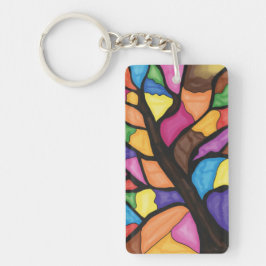 Llavero Arte de árbol de vidrio teñido