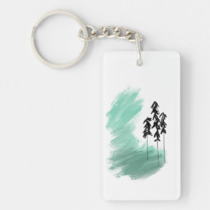 Llavero arte de árbol verde escandinavo simple moderno men