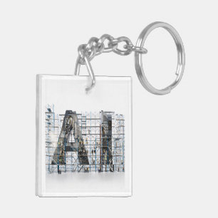 Llavero Arte de Arquitectura de Letra Industrial de IA