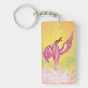 Llavero arte de arte de fantasía chino phoenix en ascenso